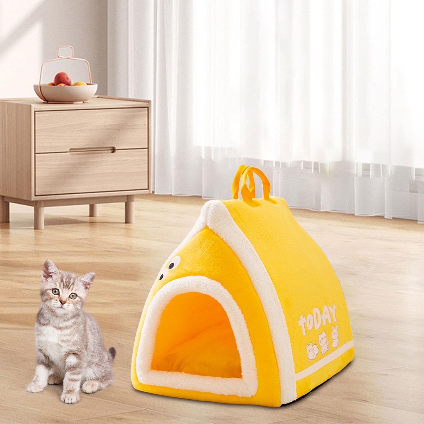 Toast bread pet open semi closed bed for cats and dogs