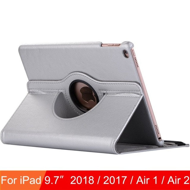 360 Degree Rotating Leather Smart Cover Case for Apple iPad Air 1 Air 2 5 6 New iPad 9.7 2017 2018 5th 6th Generation