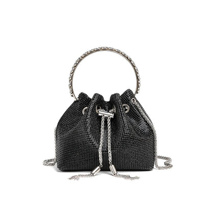 Classic rhinestone bag women's evening bag high-end tassel handbag textured full diamond