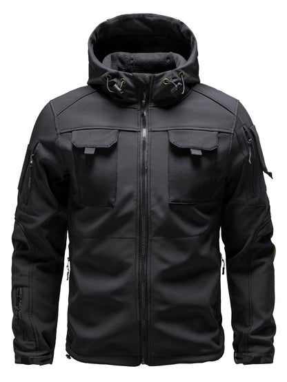 Tactical jacket for men-thick and warm outdoor military enthusiast waterproof hooded mountaineering suit