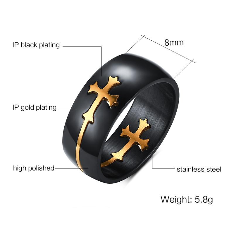 Vnox Separable Cross Ring for Men & Women