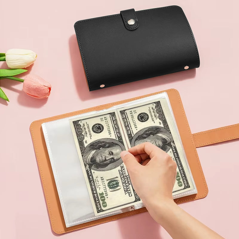 Versatile 100 - envelope savings book. Doubles as banknote album, money - saving organizer & photocard holder