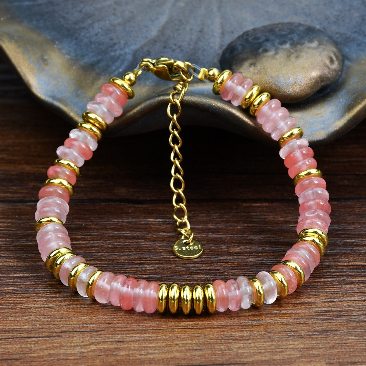 In style dopamine colored natural crystal bracelet