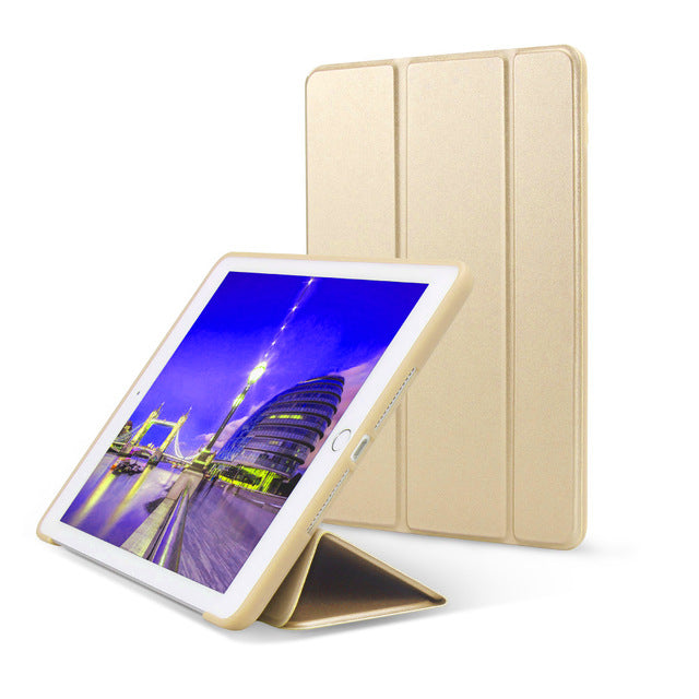 Case For iPad 9.7 inch Soft silicone bottom+PU Leather Smart Cover Auto Sleep (2017-2018)