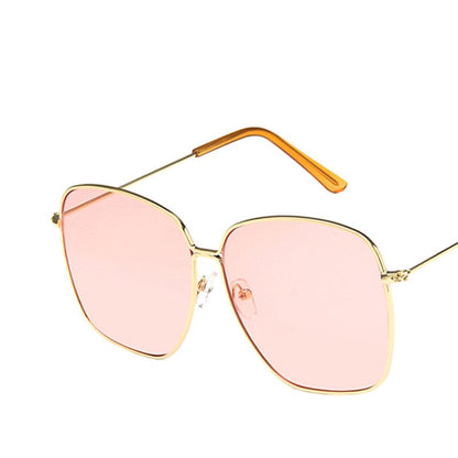 Large frame Square Women Sunglasses Classic Retro Street Beat Metal Mirror Glasses-Unisex