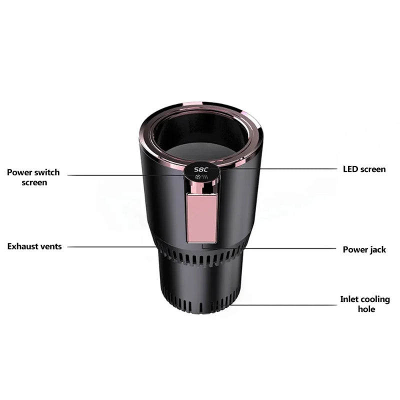 2 In1 Car Heating Cooling Cup 12V Smart Car Cup Holder Digital Temperature