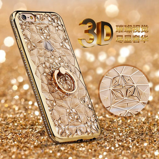 iPhone Case For X Xs Max XR Case Luxury 3D Soft Ring Capa for iPhone 5 5S SE 6 S 7 8 Plus Ring Silicon Glitter Rhinestone Stand Cover