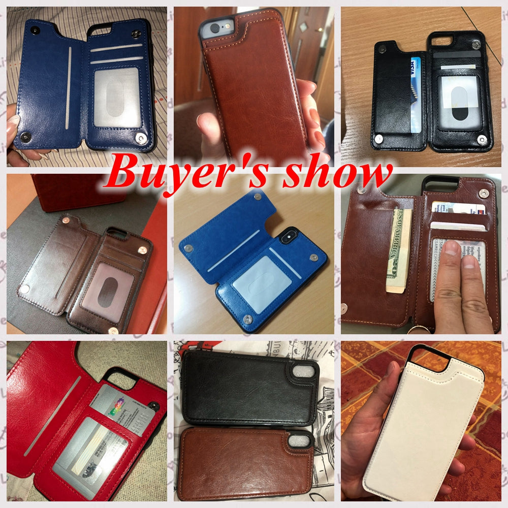 Retro PU Leather Case For iPhone Multi Card Holders Phone Case