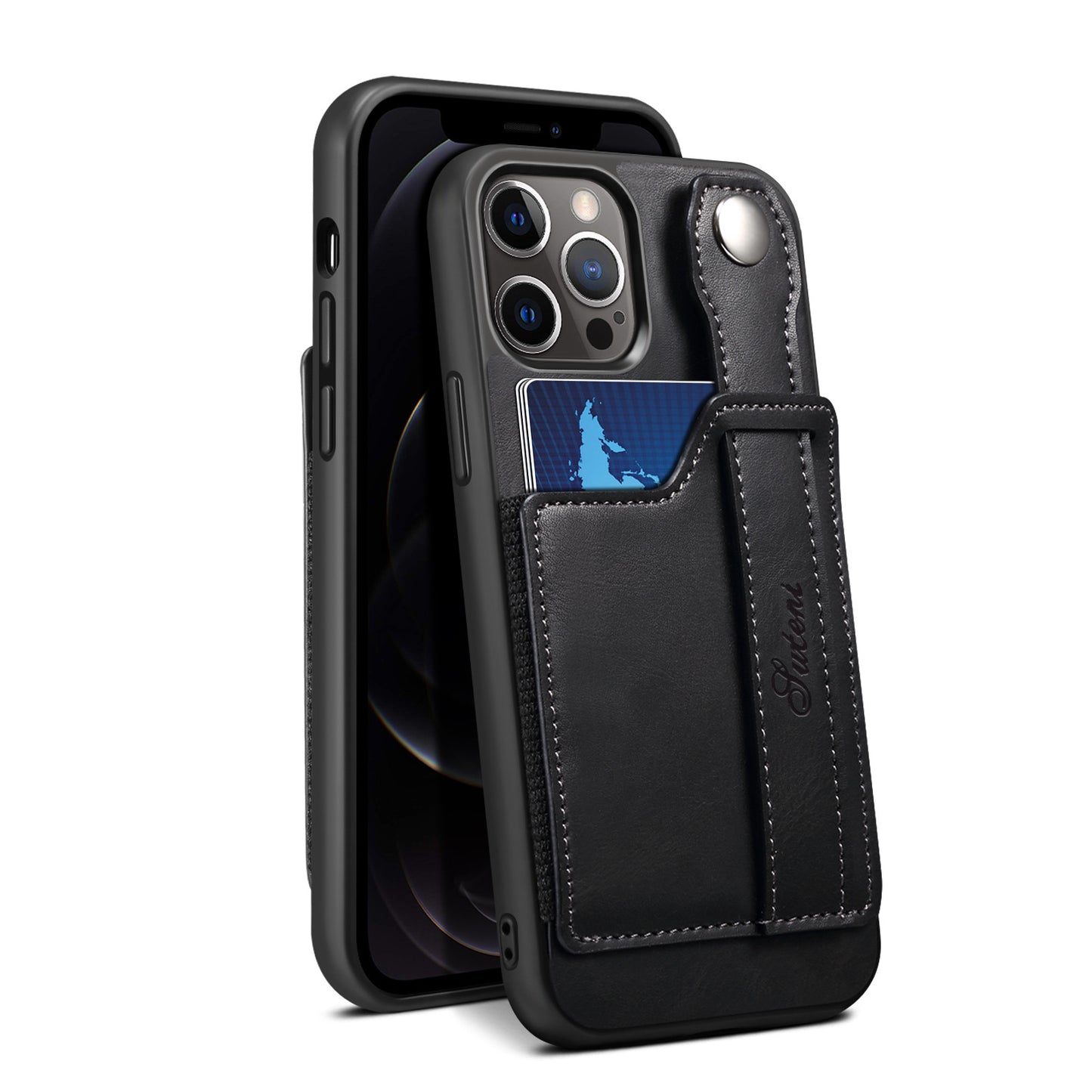 iPhone Case For 14ProMax Mobile Phone Case Apple iPhone 14Pro Plug-In Card Leather Case Wrist With Back Cover Type Protective Case