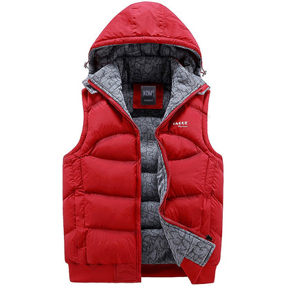 Fashion Sleeveless Jacket Men's Thickening 100% Cotton Vest Hat