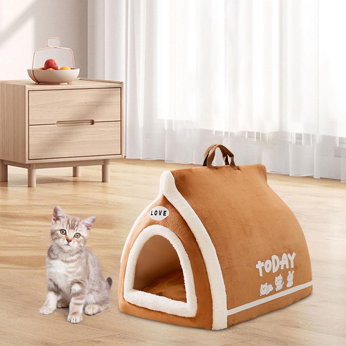 Toast bread pet open semi closed bed for cats and dogs