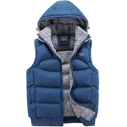 Fashion Sleeveless Jacket Men's Thickening 100% Cotton Vest Hat