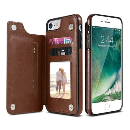 Retro PU Leather Case For iPhone Multi Card Holders Phone Case