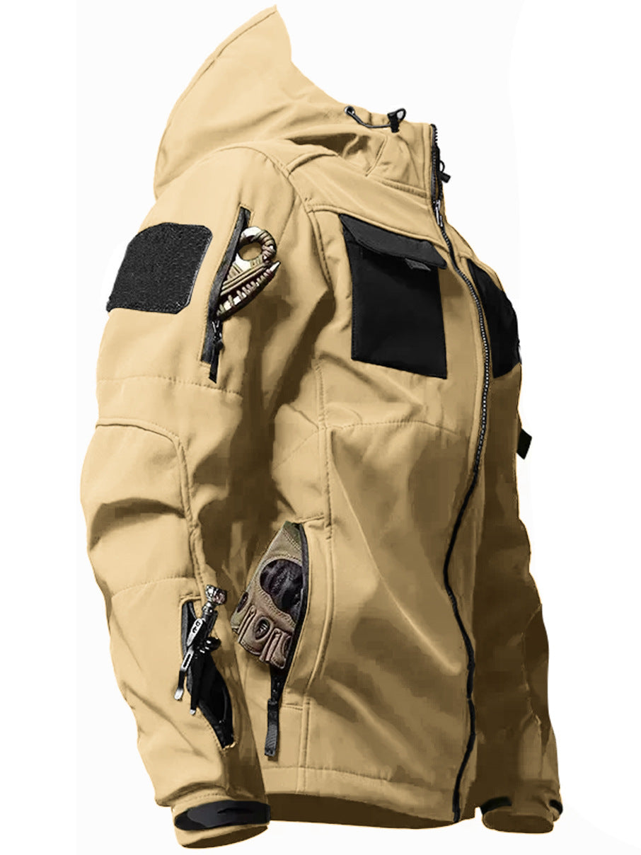 Tactical jacket for men-thick and warm outdoor military enthusiast waterproof hooded mountaineering suit