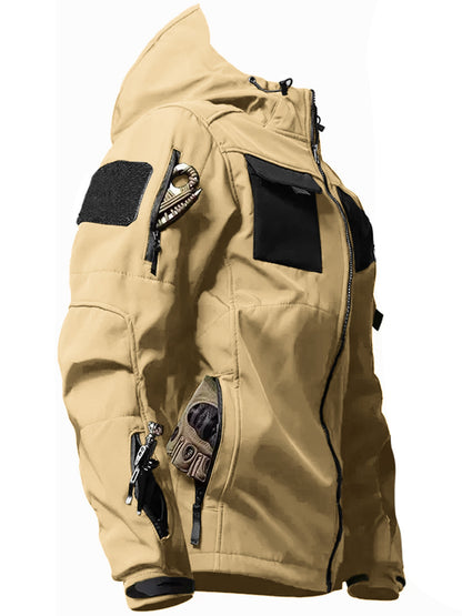 Tactical jacket for men-thick and warm outdoor military enthusiast waterproof hooded mountaineering suit