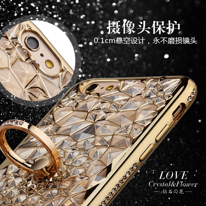 iPhone Case For X Xs Max XR Case Luxury 3D Soft Ring Capa for iPhone 5 5S SE 6 S 7 8 Plus Ring Silicon Glitter Rhinestone Stand Cover