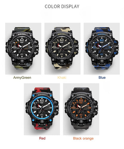 SMAEL Fashion Sport Watch Alarm Clock Camouflage Waterproof Week Display Men's Watches Digital Watch