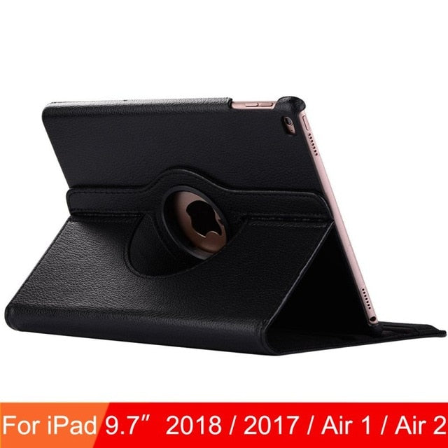 360 Degree Rotating Leather Smart Cover Case for Apple iPad Air 1 Air 2 5 6 New iPad 9.7 2017 2018 5th 6th Generation
