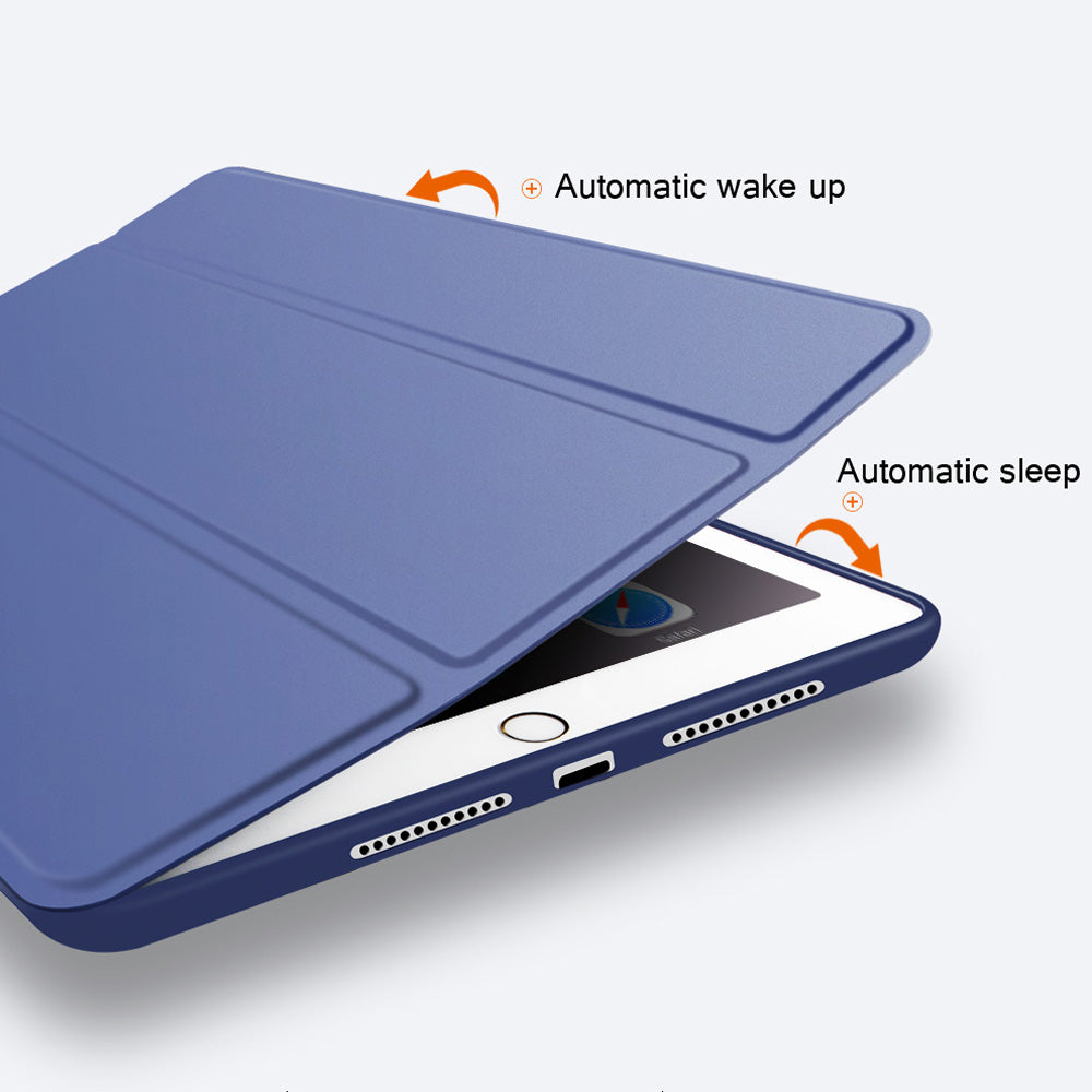 Case For iPad 9.7 inch Soft silicone bottom+PU Leather Smart Cover Auto Sleep (2017-2018)