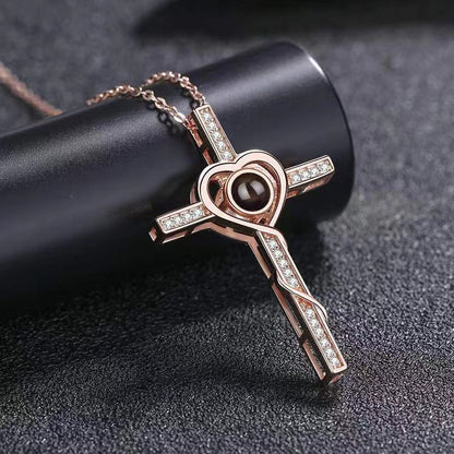 Heart shaped Cross Necklace for men and women-fashionable and simple cross necklace