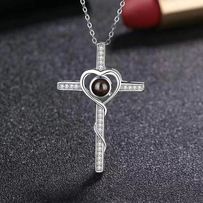 Heart shaped Cross Necklace for men and women-fashionable and simple cross necklace
