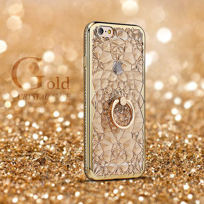 iPhone Case For X Xs Max XR Case Luxury 3D Soft Ring Capa for iPhone 5 5S SE 6 S 7 8 Plus Ring Silicon Glitter Rhinestone Stand Cover
