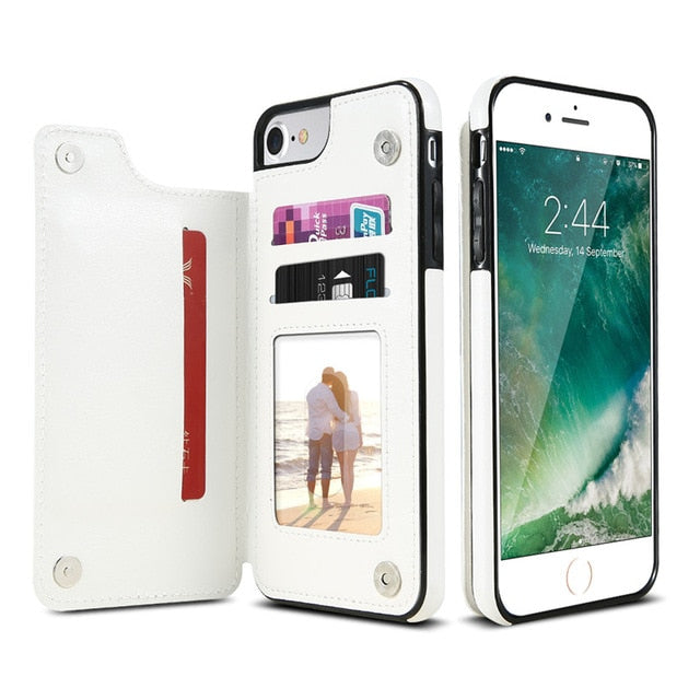 Retro PU Leather Case For iPhone Multi Card Holders Phone Case
