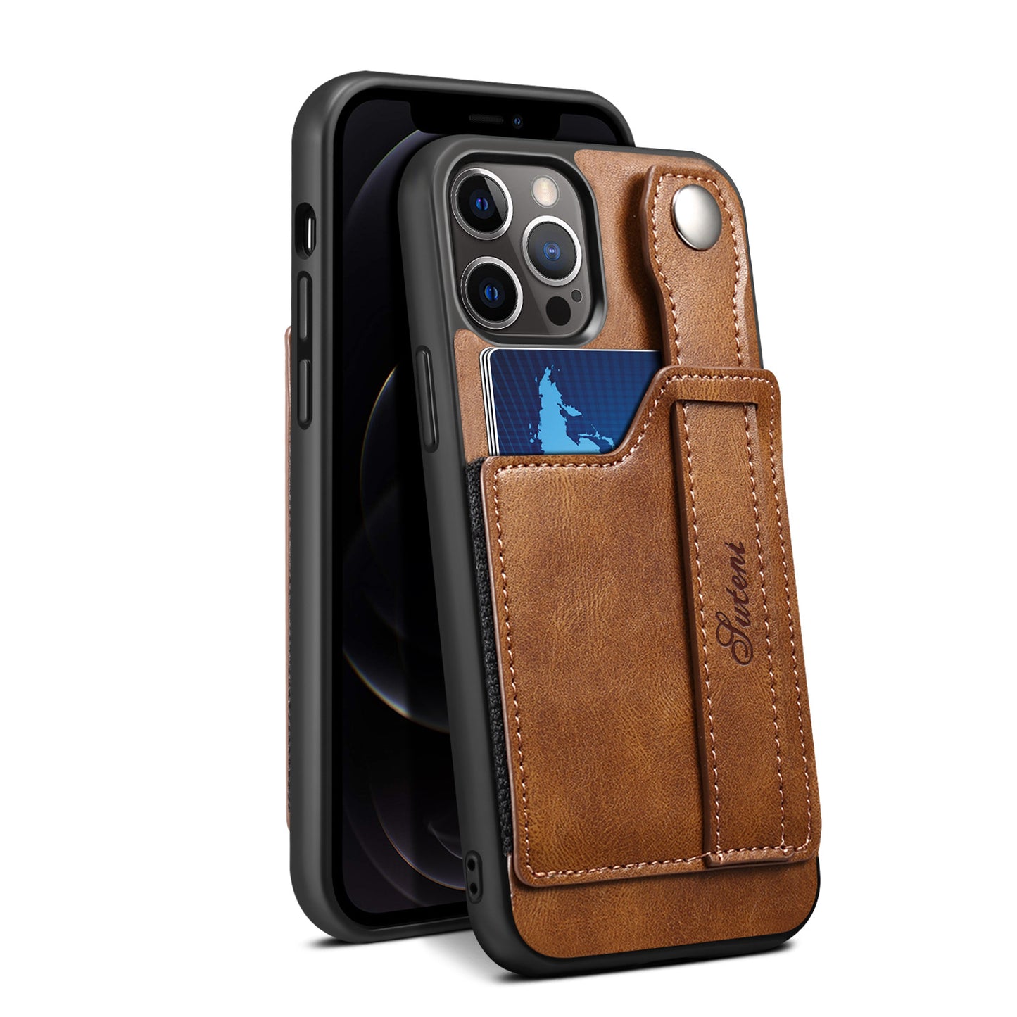 iPhone Case For 14ProMax Mobile Phone Case Apple iPhone 14Pro Plug-In Card Leather Case Wrist With Back Cover Type Protective Case