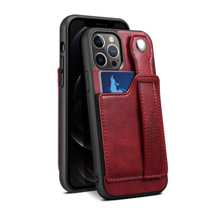 iPhone Case For 14ProMax Mobile Phone Case Apple iPhone 14Pro Plug-In Card Leather Case Wrist With Back Cover Type Protective Case