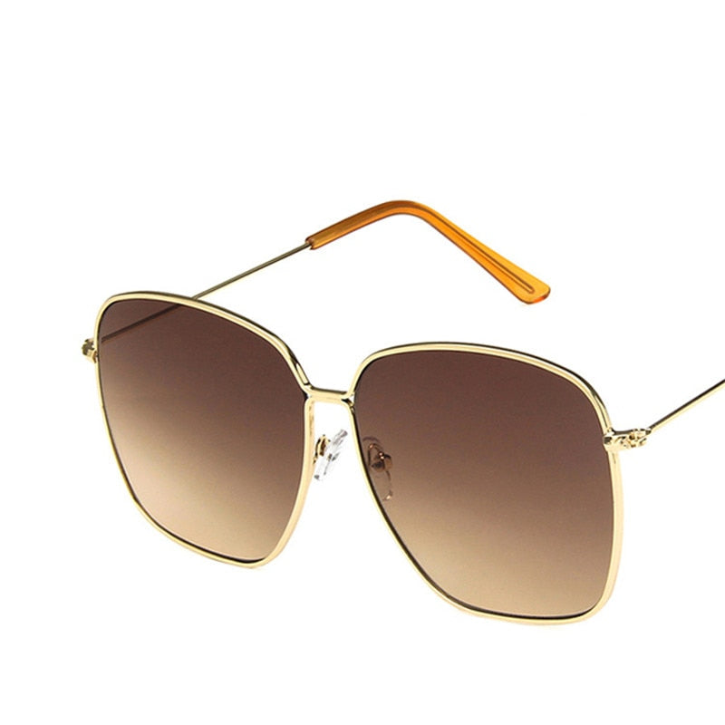 Large frame Square Women Sunglasses Classic Retro Street Beat Metal Mirror Glasses-Unisex