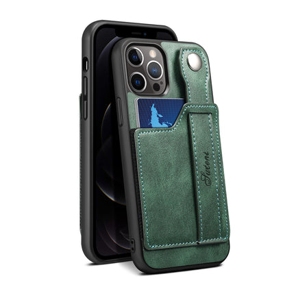 iPhone Case For 14ProMax Mobile Phone Case Apple iPhone 14Pro Plug-In Card Leather Case Wrist With Back Cover Type Protective Case