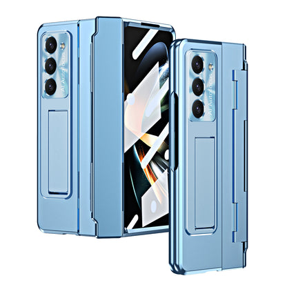 Samsung zfold 5 phone case FOLD4 flat hinge folding protective cover FOLD3 solid color bracket anti drop