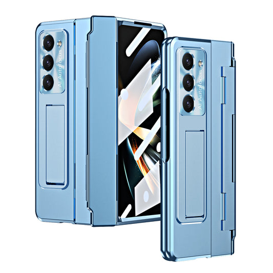 Samsung zfold 5 phone case FOLD4 flat hinge folding protective cover FOLD3 solid color bracket anti drop