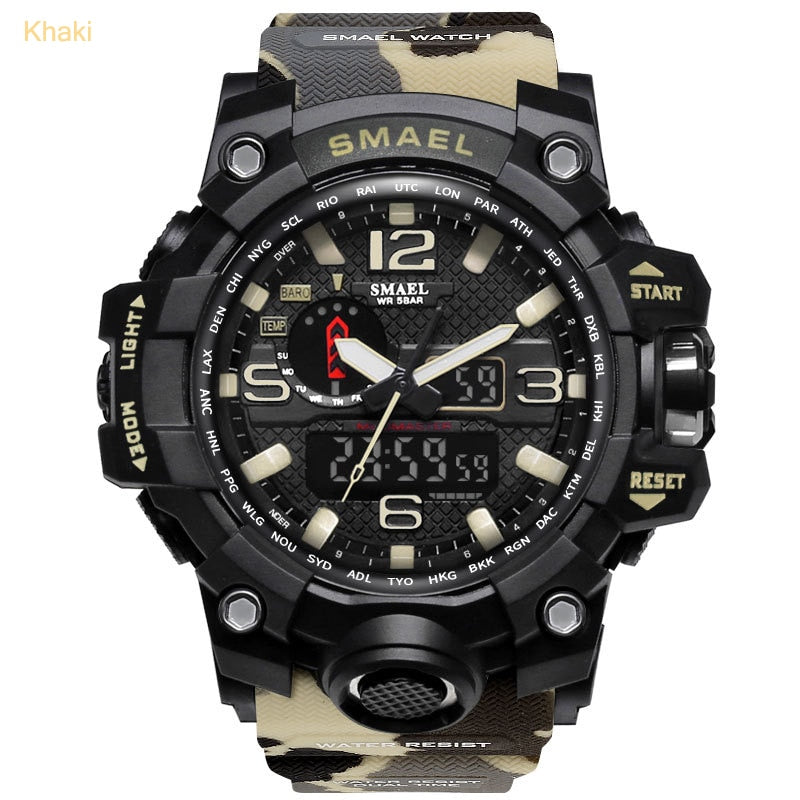 SMAEL Fashion Sport Watch Alarm Clock Camouflage Waterproof Week Display Men's Watches Digital Watch