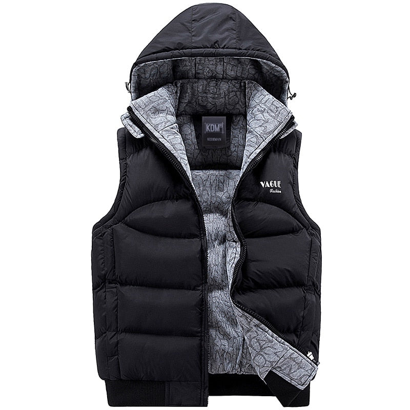 Fashion Sleeveless Jacket Men's Thickening 100% Cotton Vest Hat