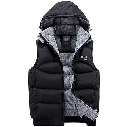 Fashion Sleeveless Jacket Men's Thickening 100% Cotton Vest Hat