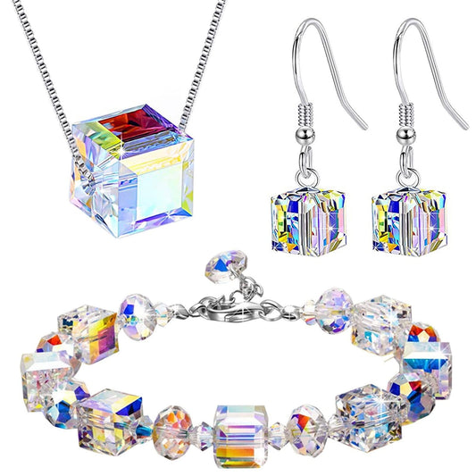 Sugar Crystal Bracelet Necklace Earring Set Crystal Bracelet Jewelry Set