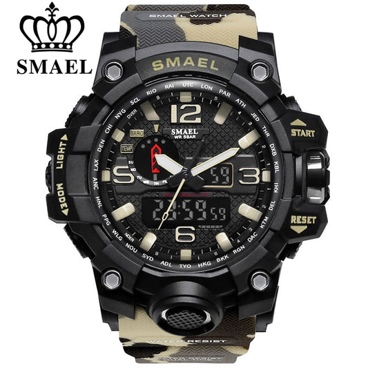 SMAEL Fashion Sport Watch Alarm Clock Camouflage Waterproof Week Display Men's Watches Digital Watch
