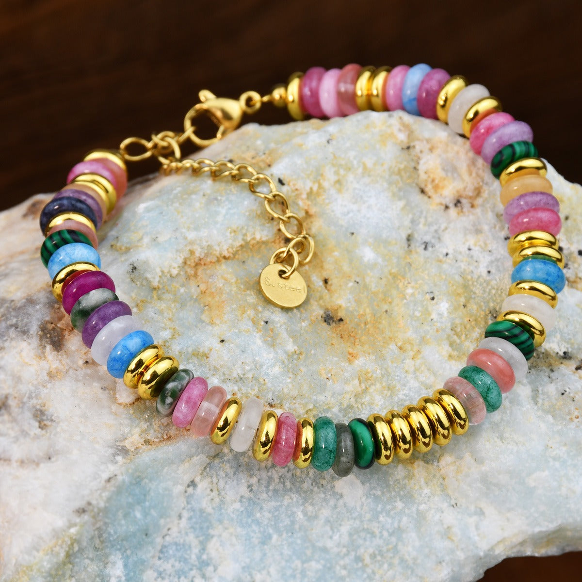 In style dopamine colored natural crystal bracelet