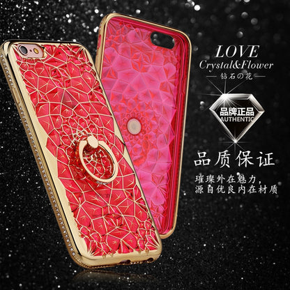 iPhone Case For X Xs Max XR Case Luxury 3D Soft Ring Capa for iPhone 5 5S SE 6 S 7 8 Plus Ring Silicon Glitter Rhinestone Stand Cover