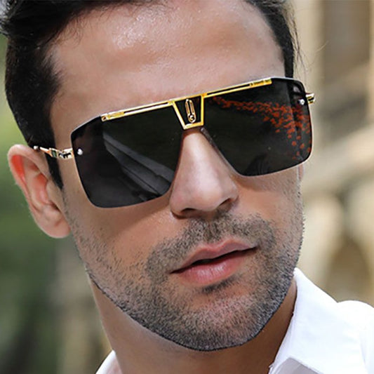Square Sunglasses Men Trendy Vintage Brand Design Oversized Rimless Sun Glasses UV400