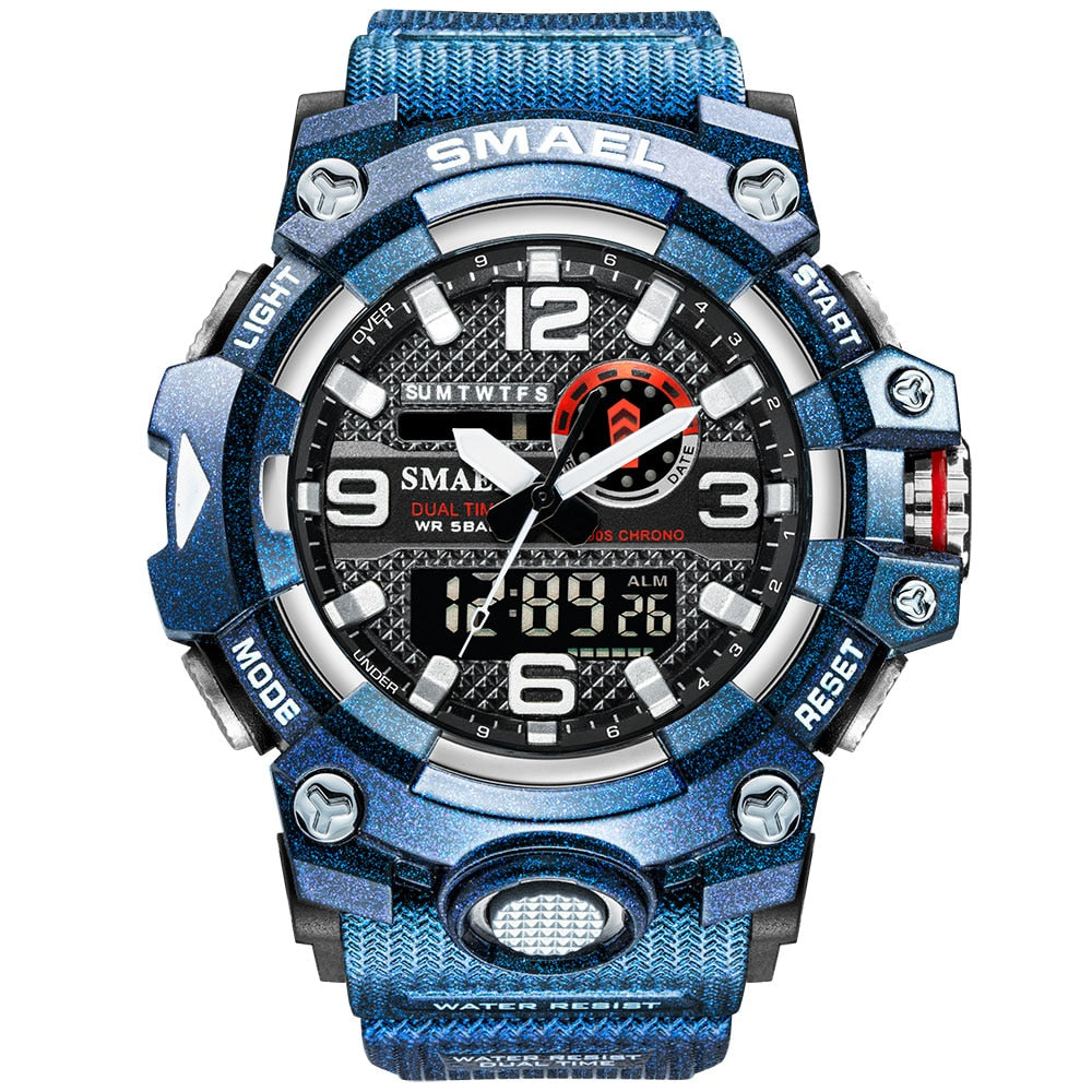 SMAEL 8035 Men Sport Watches Dual Time Digital Watch Quartz 50m Waterproof Watch