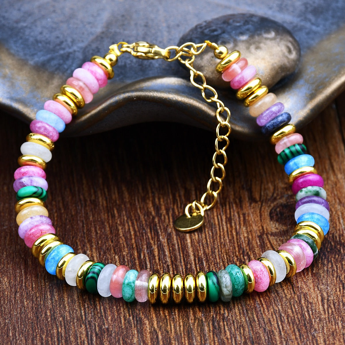 In style dopamine colored natural crystal bracelet