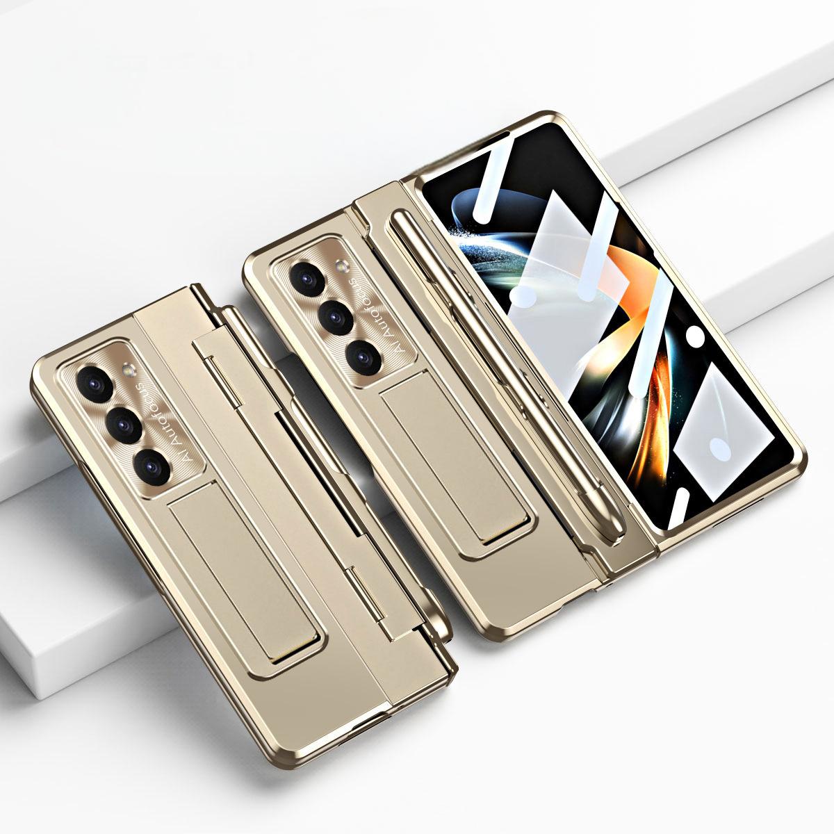Samsung zfold 5 phone case FOLD4 flat hinge folding protective cover FOLD3 solid color bracket anti drop