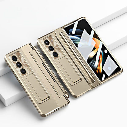 Samsung zfold 5 phone case FOLD4 flat hinge folding protective cover FOLD3 solid color bracket anti drop