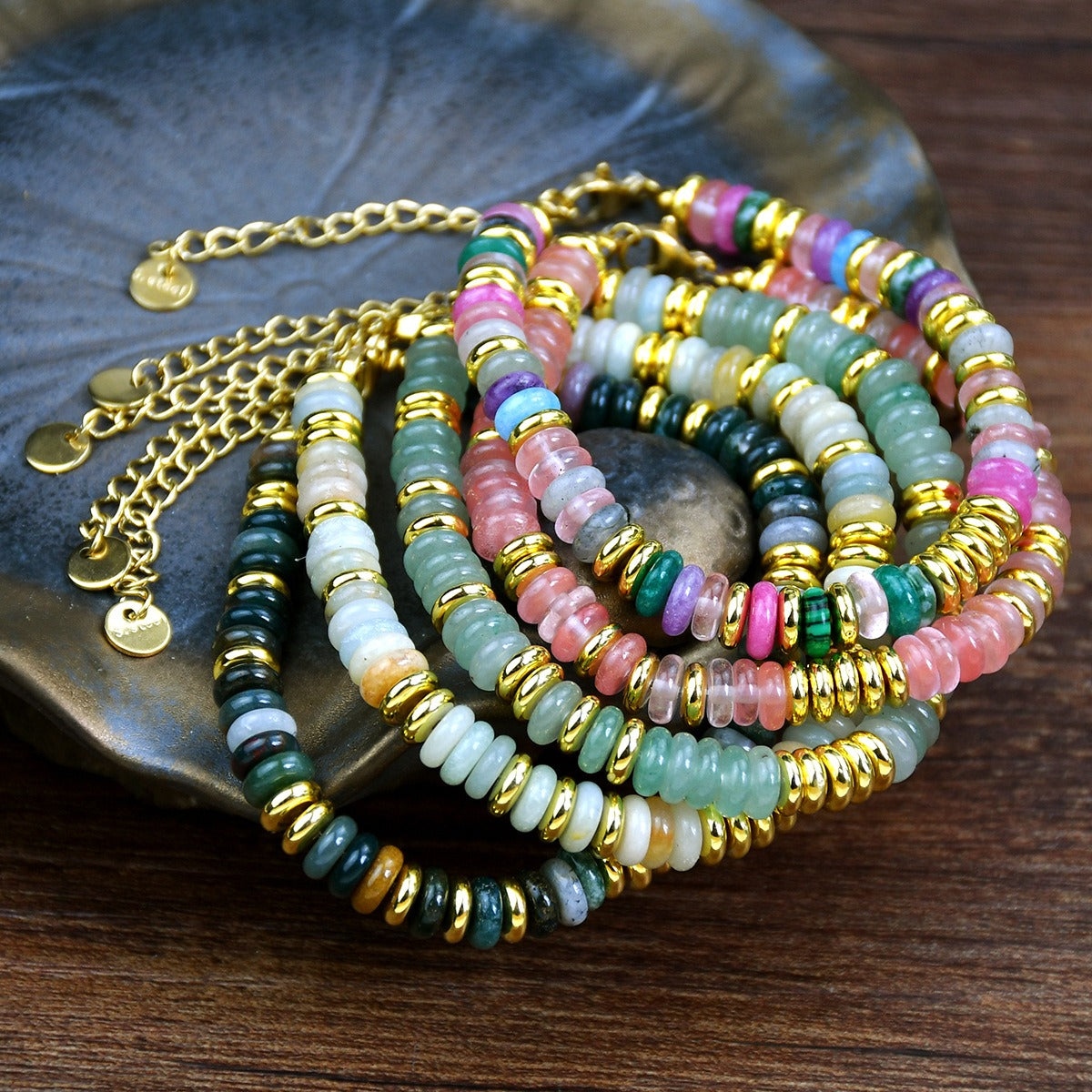 In style dopamine colored natural crystal bracelet