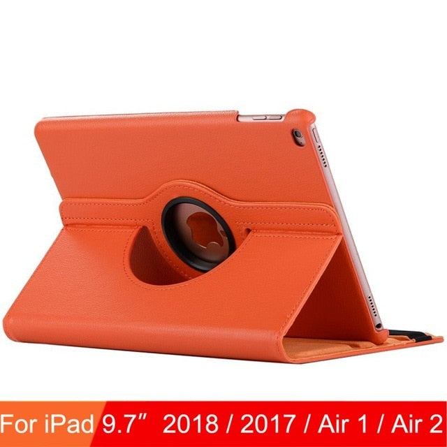 360 Degree Rotating Leather Smart Cover Case for Apple iPad Air 1 Air 2 5 6 New iPad 9.7 2017 2018 5th 6th Generation