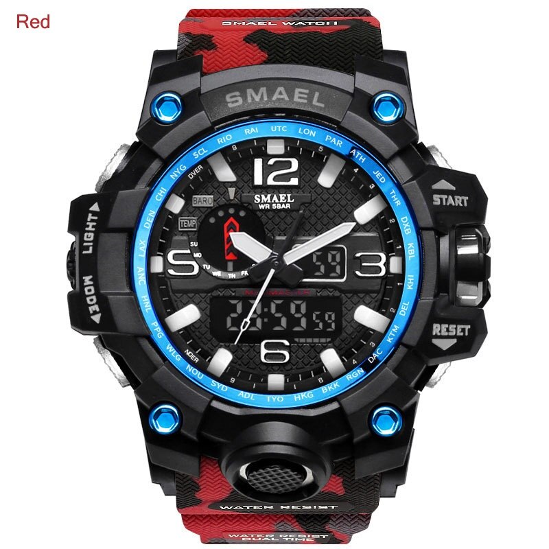 SMAEL Fashion Sport Watch Alarm Clock Camouflage Waterproof Week Display Men's Watches Digital Watch