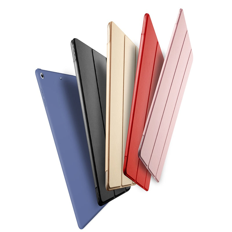 Case For iPad 9.7 inch Soft silicone bottom+PU Leather Smart Cover Auto Sleep (2017-2018)