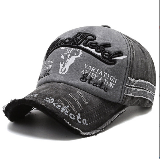 Vintage embroidered letters washed baseball cap worn sun visor hat for men and women sun protection cap